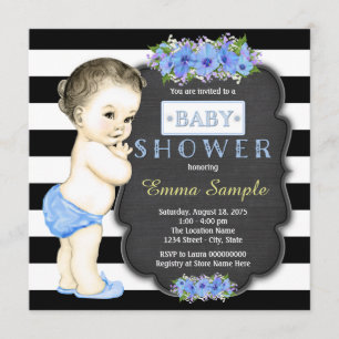 Invitation Baby shower Chalkboard moderne garçons