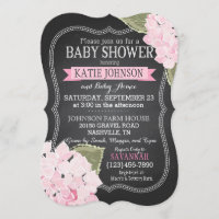 Baby shower Chalkboard Pink Hydrangeas