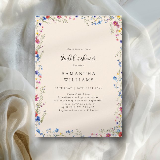 Invitation Baby Shower Champêtre Moderne (Modern Wildflower Bridal Shower Invitation)