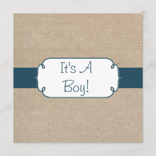 Invitation Baby shower champêtre Turquoise vert et beige burl