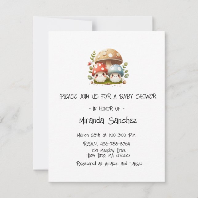 Invitation Baby-Shower Champignon  (Devant)