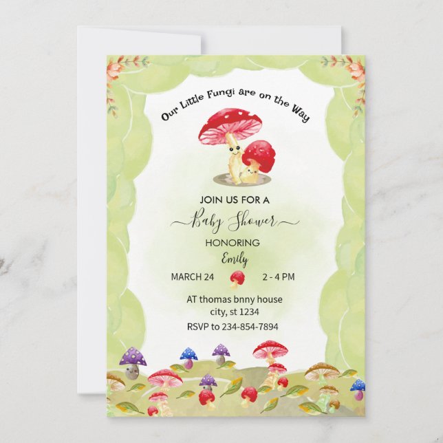 Invitation Baby shower champignon (Devant)
