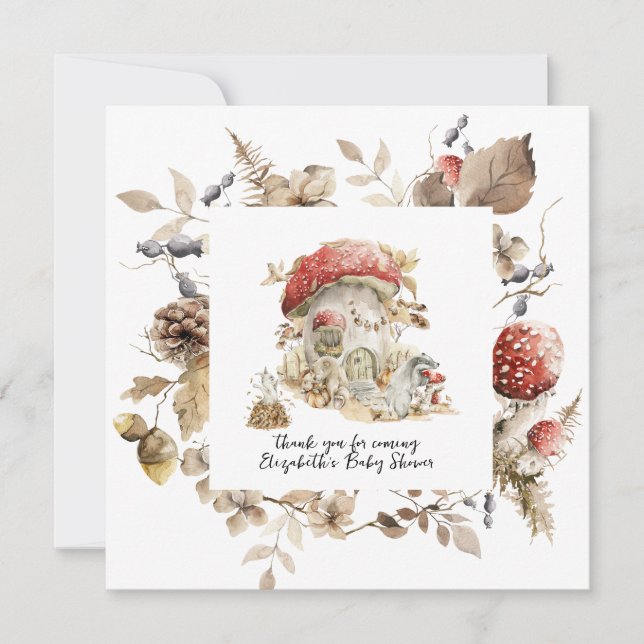 Invitation Baby shower champignon forestier d'automne (Devant)