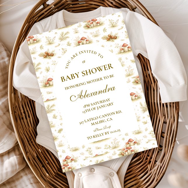 Invitation Baby Shower Champignon Forêt Conte de Fées (Créateur téléchargé)