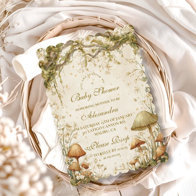 Invitation Baby Shower Champignon Forêt Enchantée (Créateur téléchargé)