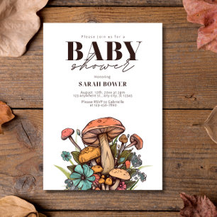Invitation Baby shower champignon modifiable, Baby shower boh