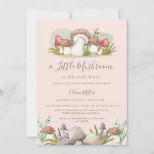 Invitation Baby shower champignons aquarelle