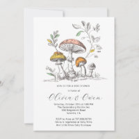 Baby Shower Champignons de Forêt à l'Aquarelle