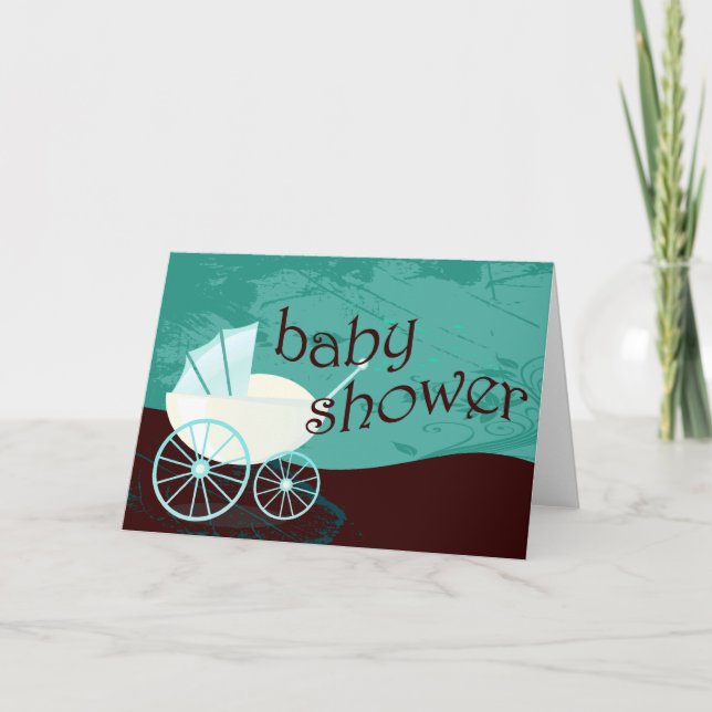 Invitation Baby shower : chariot : (Devant)