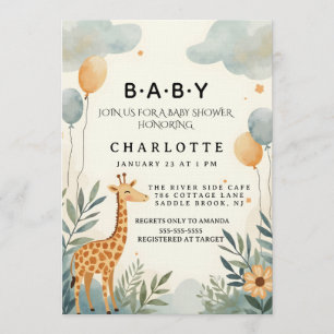Invitation Baby-Shower Charmant Girafeau