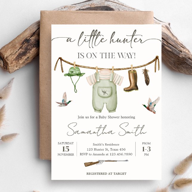 Invitation Baby Shower Chasse au Canard (Little Hunter Duck Baby Shower Invitation)