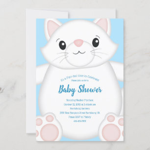 Invitation Baby shower chat Kitty Blue