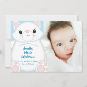 Invitation Baby shower chat Kitty Blue