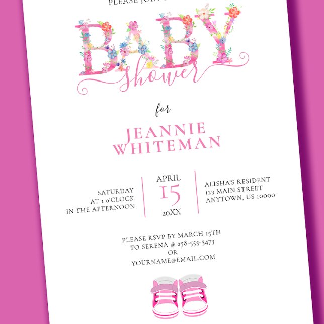 Invitation Baby Shower Chaussons Rose Bébé (Créateur téléchargé)