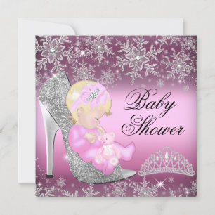 Invitation Baby Shower Chaussure Pailletée Flocon