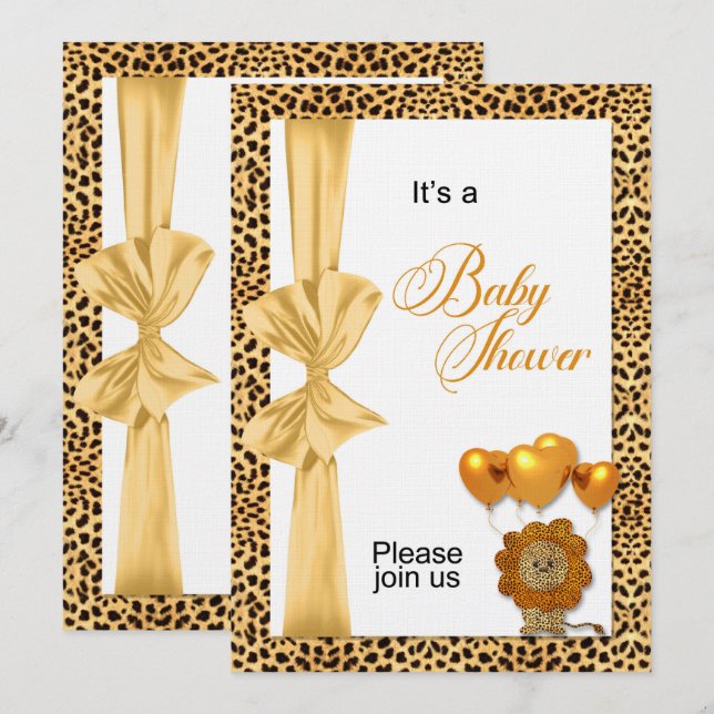 Invitation Baby shower Cheetah Imprimer Sexe Neutre (Devant / Derrière)