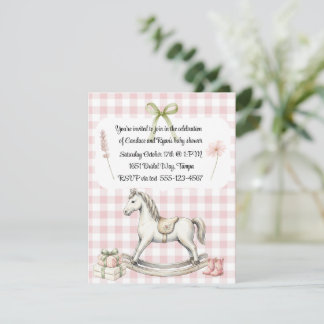 Invitation Baby-Shower Cheval à Bascule de Style Vintage