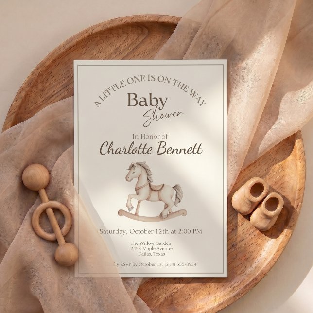 Invitation Baby Shower Cheval à Bascule Vintage (Baby Shower Vintage Rocking Horse Invitation)