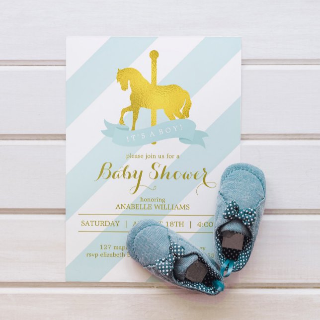 Invitation Baby shower Cheval Mint Carousel (Créateur téléchargé)