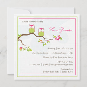 Invitation Baby shower - Chevêches pour bébés jume