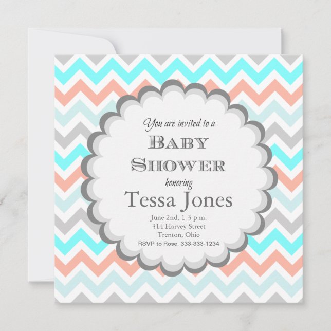 Invitation Baby shower Chevron (Devant)