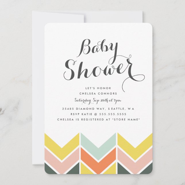 Invitation Baby shower Chevron joyeux (Devant)