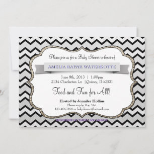 Invitation Baby shower Chevron Parties scintillant Black Ice
