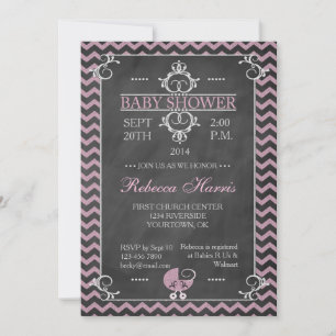Invitation Baby shower Chevron Pink Chalkboard