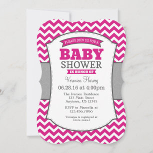 Invitation Baby shower Chevron Rose Hot