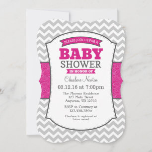 Invitation Baby shower Chevron Rose Hot