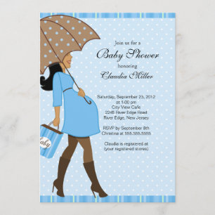 Invitation Baby shower Chic African American Pregnant Mom