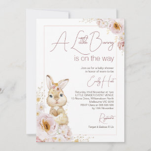 Invitation Baby shower chic Blush Boho Floral Bunny