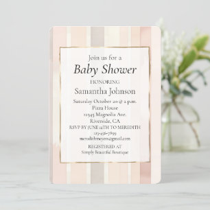 Invitation Baby shower Chic Blush Rose Stripes