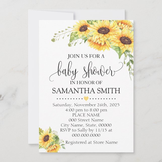 Invitation Baby shower chic boho fleuri et romantique (Devant)