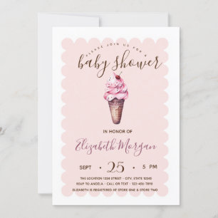 Invitation Baby Shower Chic Crème Glacée Rayée