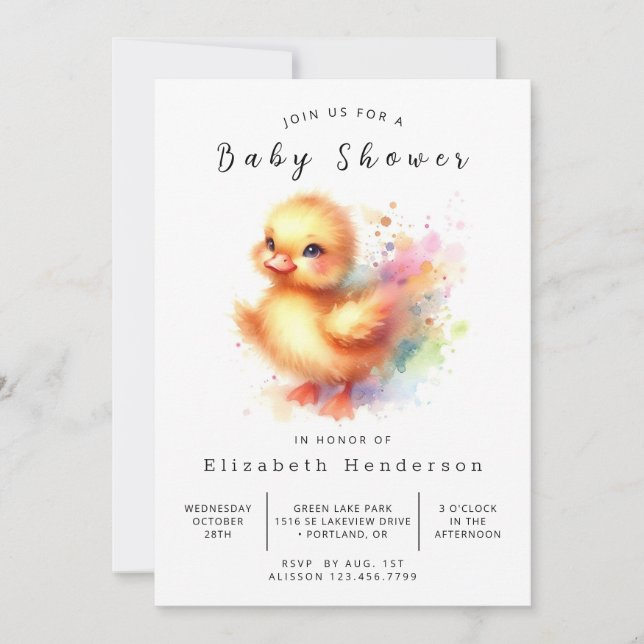 Invitation Baby shower Chic Custom Duck (Devant)