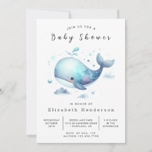 Invitation Baby shower Chic Custom Whale