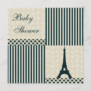 Invitation Baby shower chic de neutre de Tour Eiffel