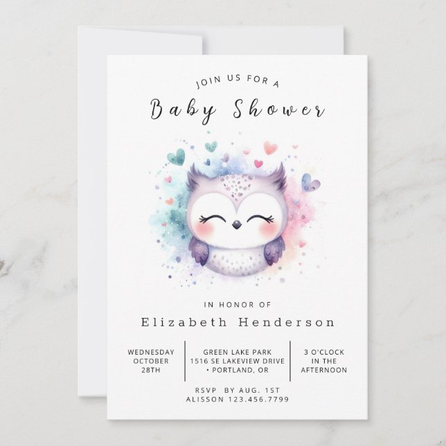 Invitation Baby shower Chic et élégant (Devant)