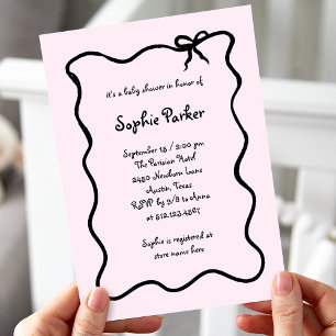 Invitation Baby shower chic français illustré Bow rose