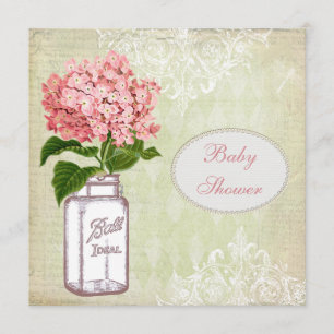 Invitation Baby shower chic minable de pot et d'hortensia de