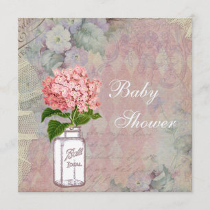 Invitation Baby shower chic minable de pot et d'hortensia de