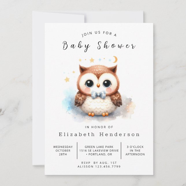 Invitation Baby shower Chic Online Owl (Devant)