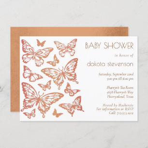 Invitation Baby shower chic papillon   Dusty Burnt Orange
