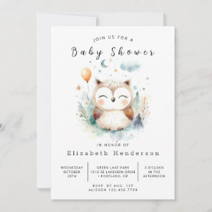 Invitation Baby shower chic Pastel Owl