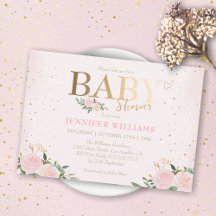 Baby shower Chic Rose Floral Gold Girl