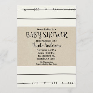 Invitation Baby shower chic rustique Papier d'emballage