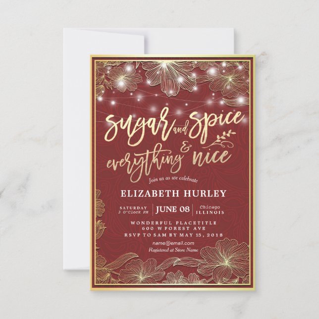 Invitation Baby shower Chic Sucre & Épices & Tout Nice (Devant)