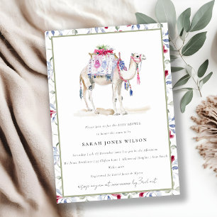 Invitation Baby shower Chic Tropical Marocain Camel