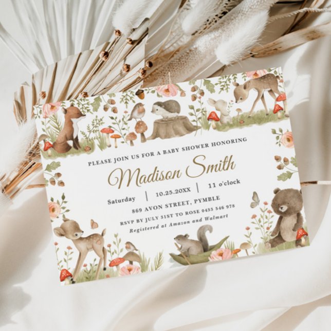 Invitation Baby shower chic Vintage d'animaux de bois (Créateur téléchargé)
